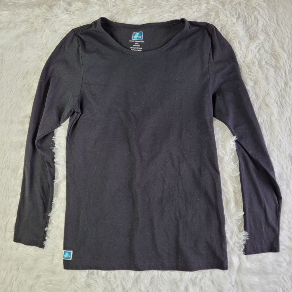 Adar Womens Top Size L Black Under Scrub Tee Shirt Long Sleeve